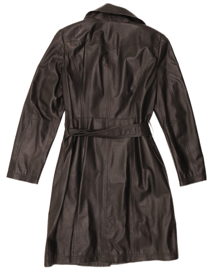 Madeleine Abrigo de cuero para mujer UK 10 Small Black Leather