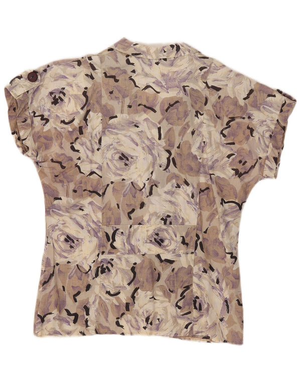 Vintage mujer manga corta camisa blusa IT 42 medio multicolor floral