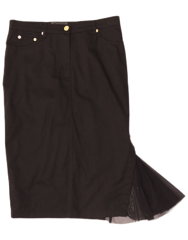 Roccobarocco Falda de sirena para mujer IT 42 Medium W28 Algodón negro