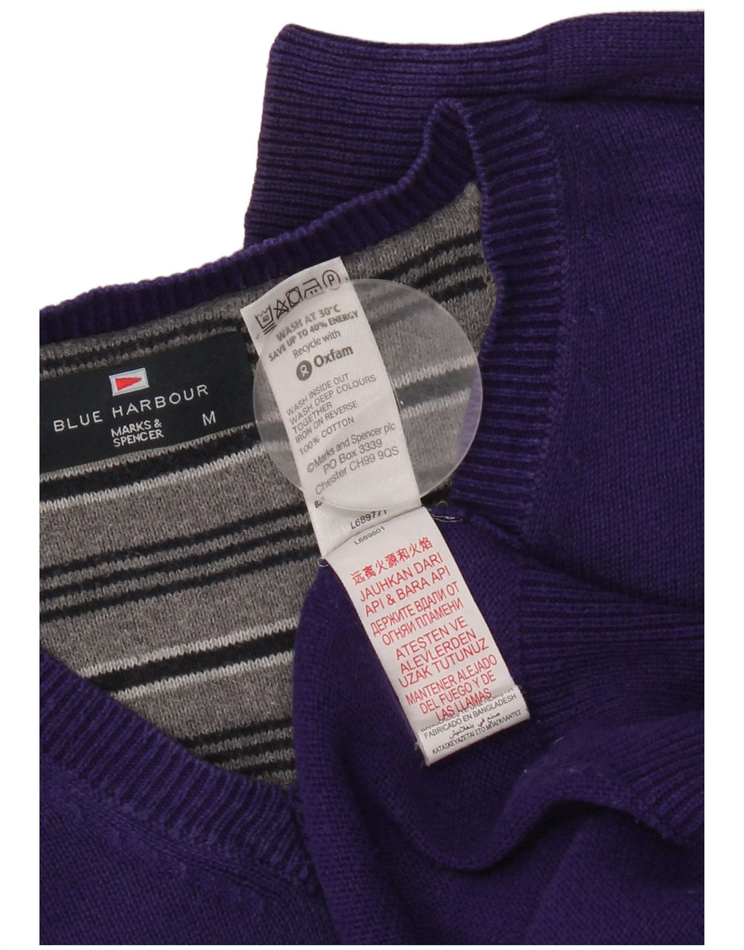Marks & Spencer Suéter con Cuello en V Blue Harbor para Hombre Púrpura Medio
