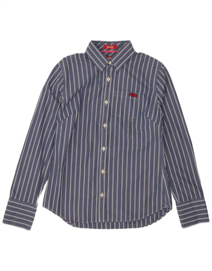 Camisa Superdry Mujer Grande Clásica De Algodón A Rayas Azul