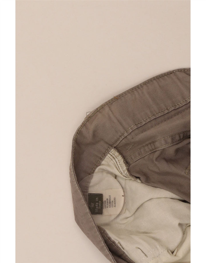 ERMENEGILDO ZEGNA Pantalones rectos informales para hombre W42 L30 Algodón gris