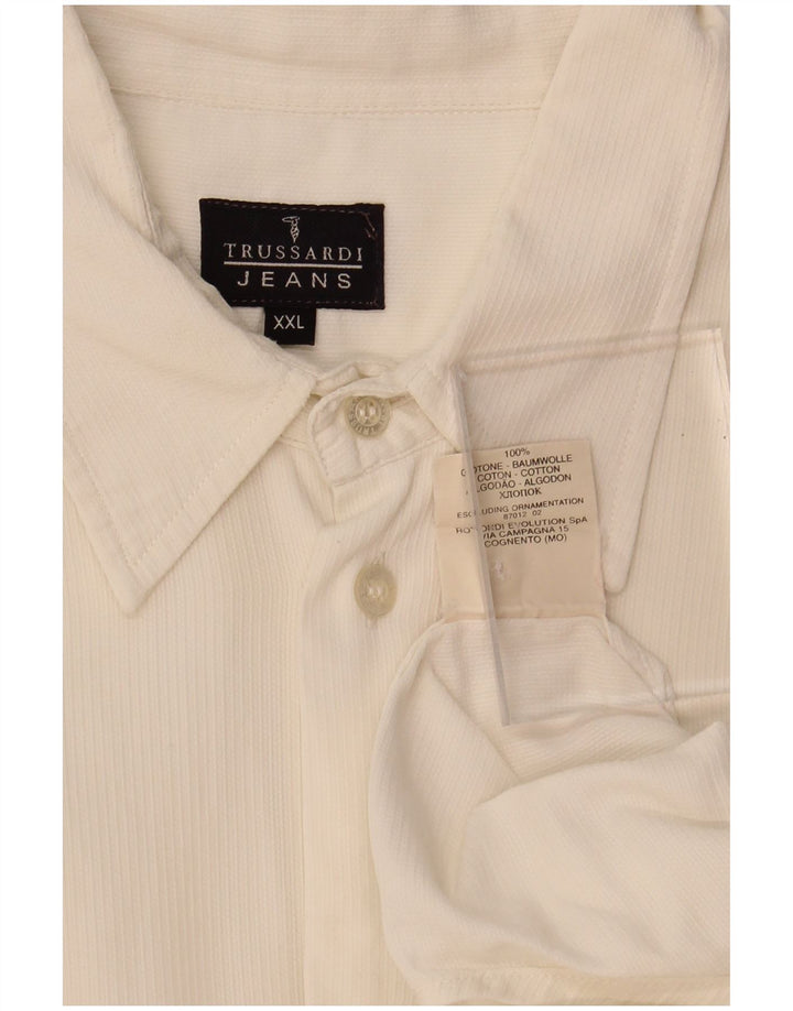 TRUSSARDI JEANS Mens Shirt 2XL White Cotton