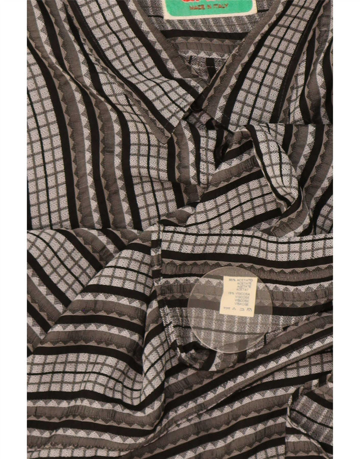 Camisa vintage para hombre de acetato a rayas grises grandes