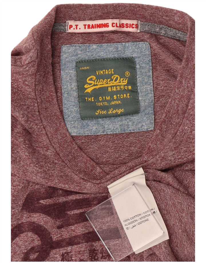 Superdry Mujer Camiseta Gráfica Top Grande De Algodón Moteado Granate