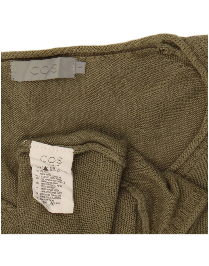 Cos - Jersey de cuello redondo para hombre, talla grande, algodón caqui
