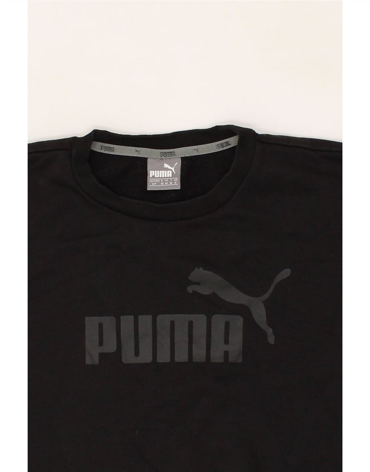 PUMA Womens Graphic Sweatshirt Jumper UK 10 Small  Black Cotton Vintage Puma and Second-Hand Puma from Messina Hembry 