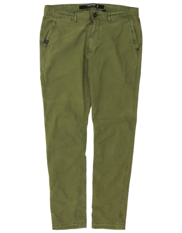 Superdry Pantalón chino ajustado para hombre XL W38 L32 Algodón verde