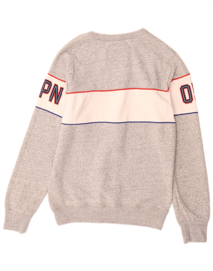 SUPERDRY Hombre Sudadera con gráfico tipo jersey de algodón gris color block