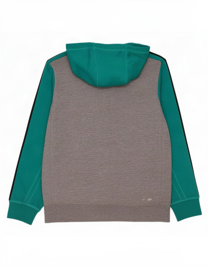 Adidas Hombres Climalite Zip Sudadera Con Capucha Suéter Pequeño Gris Colorblock Poliéster