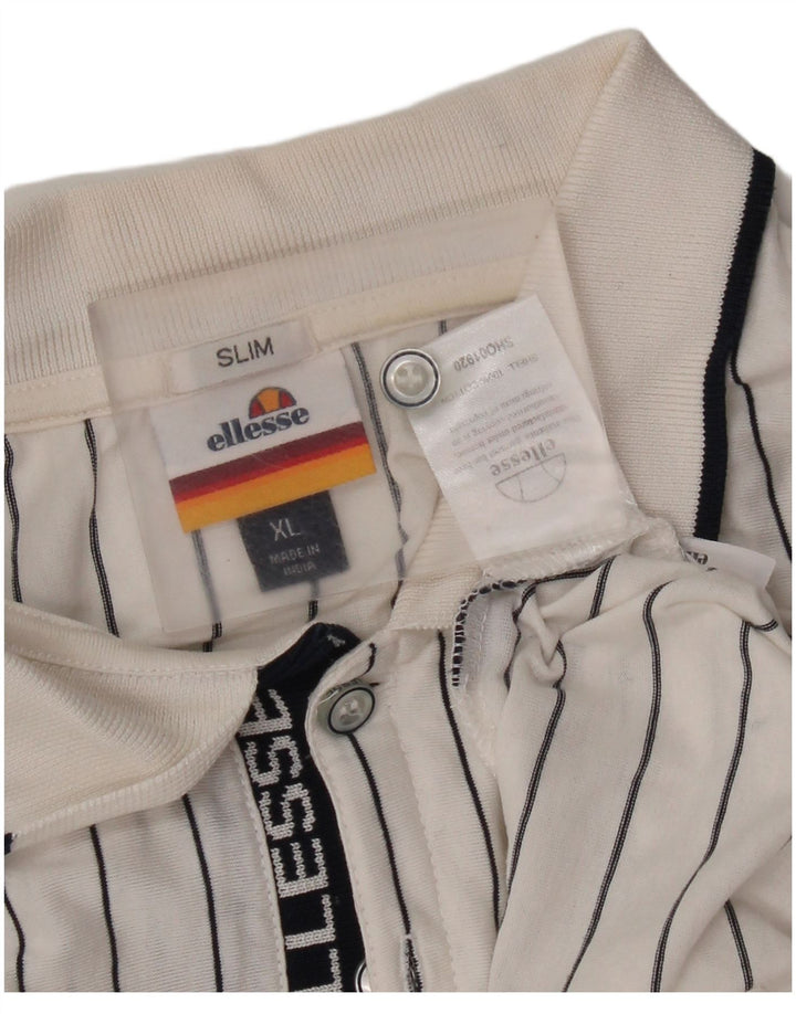 Ellesse Polo Slim XL De Algodón A Rayas Blanco Hombre