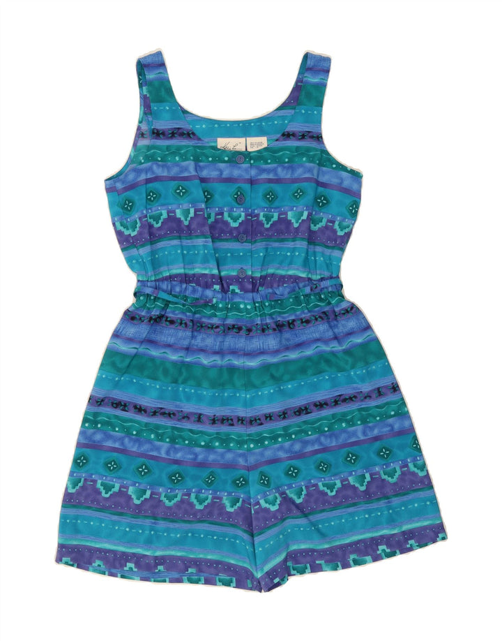 KATHIE LEE Womens Playsuit US 10 Large  Blue Geometric Polyester Vintage Kathie Lee and Second-Hand Kathie Lee from Messina Hembry 
