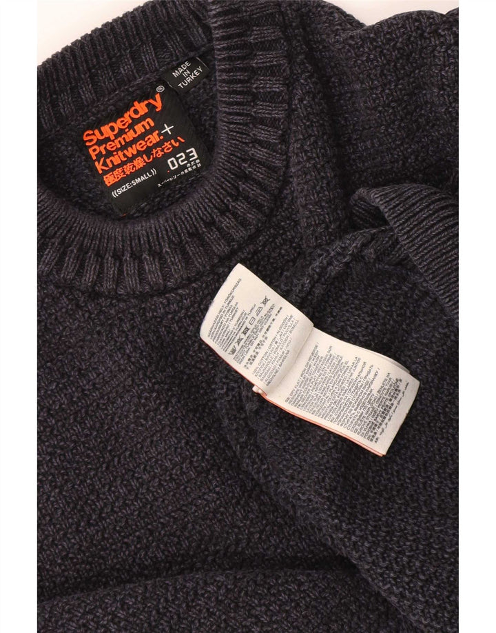 Superdry Jersey con cuello redondo para hombre, talla pequeña, algodón azul marino