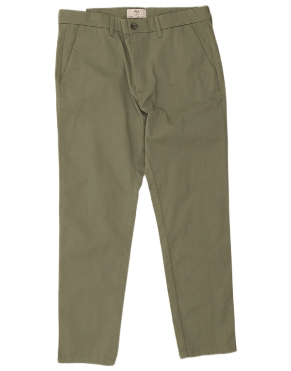 Marks & Spencer Pantalones chinos ajustados para hombre W34 L29 Algodón verde