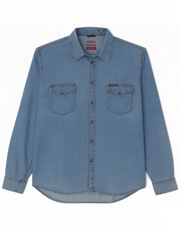 Carrera Camisa Vaquera Regular Fit Hombre XL Algodón Azul