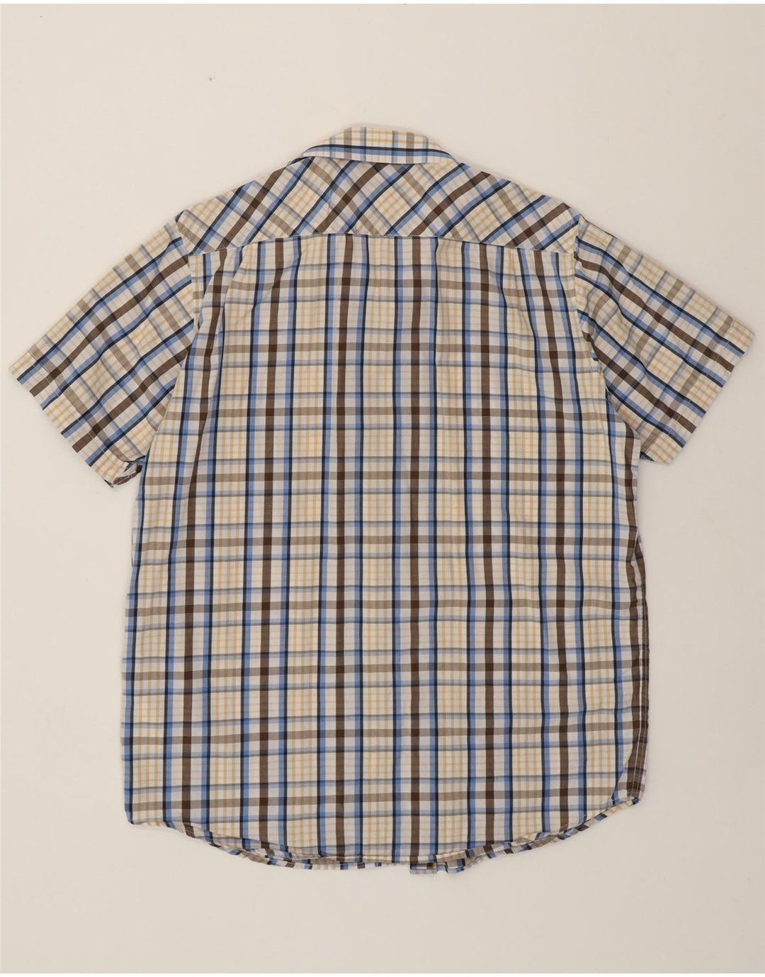 BEN SHERMAN Camisa de manga corta para hombre de algodón a cuadros multicolores grandes