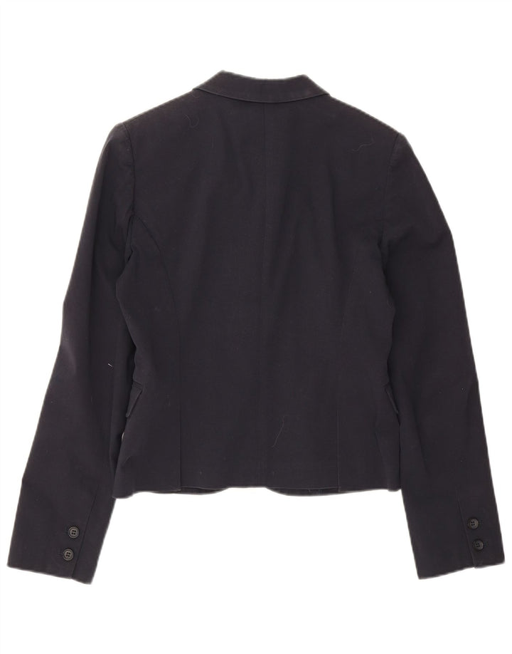 Stefanel Chaqueta tipo blazer corta con 3 botones para mujer EU 38 Algodón azul marino mediano