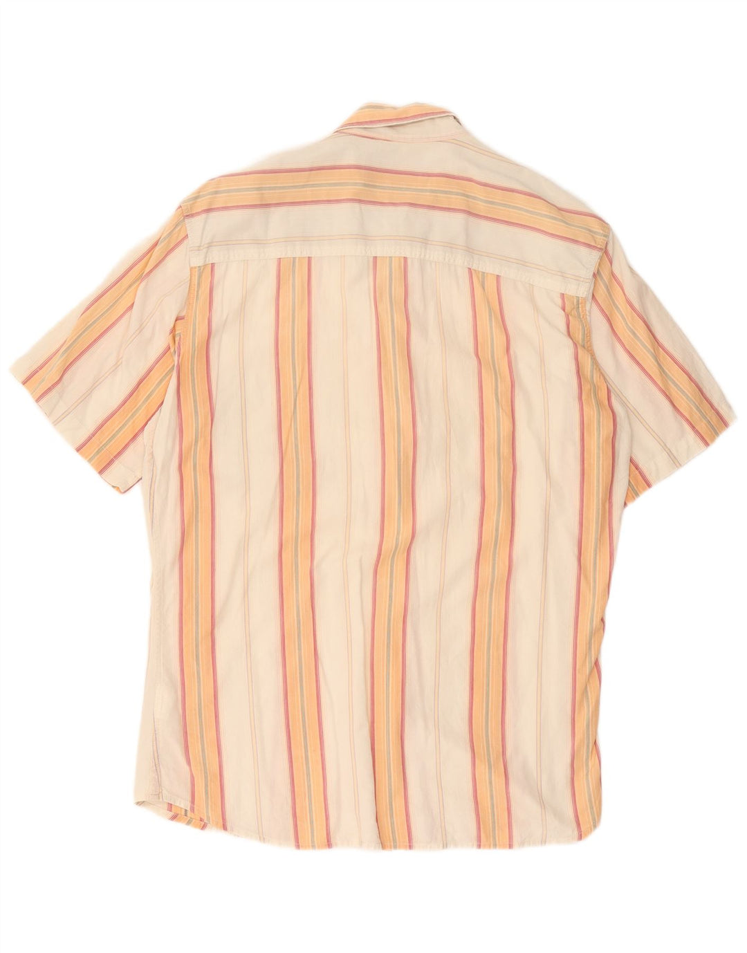 MARLBORO CLASSICS Camisa Manga Corta Hombre XL Algodón Rayas Naranja