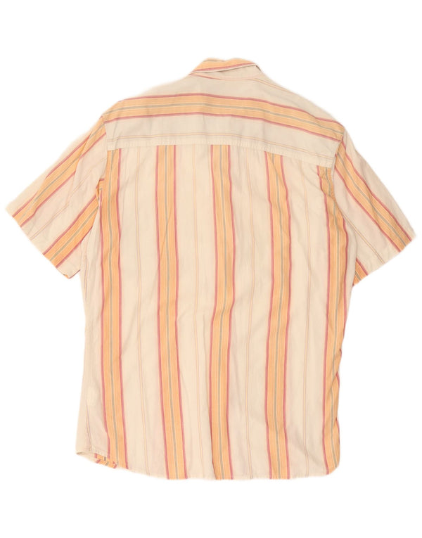 MARLBORO CLASSICS Camisa Manga Corta Hombre XL Algodón Rayas Naranja