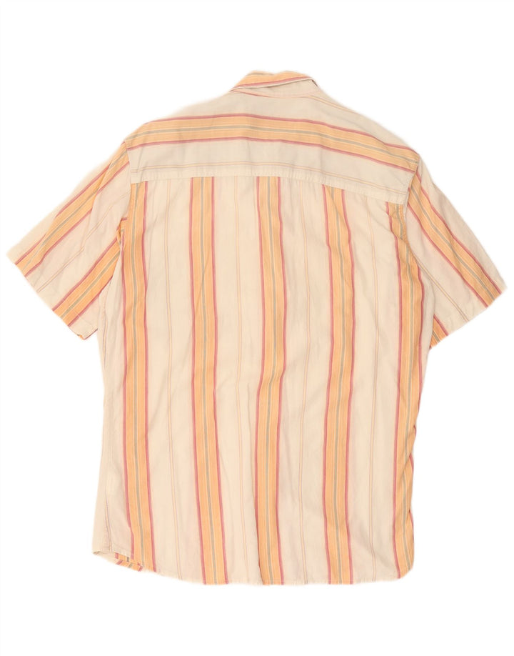 MARLBORO CLASSICS Camisa Manga Corta Hombre XL Algodón Rayas Naranja