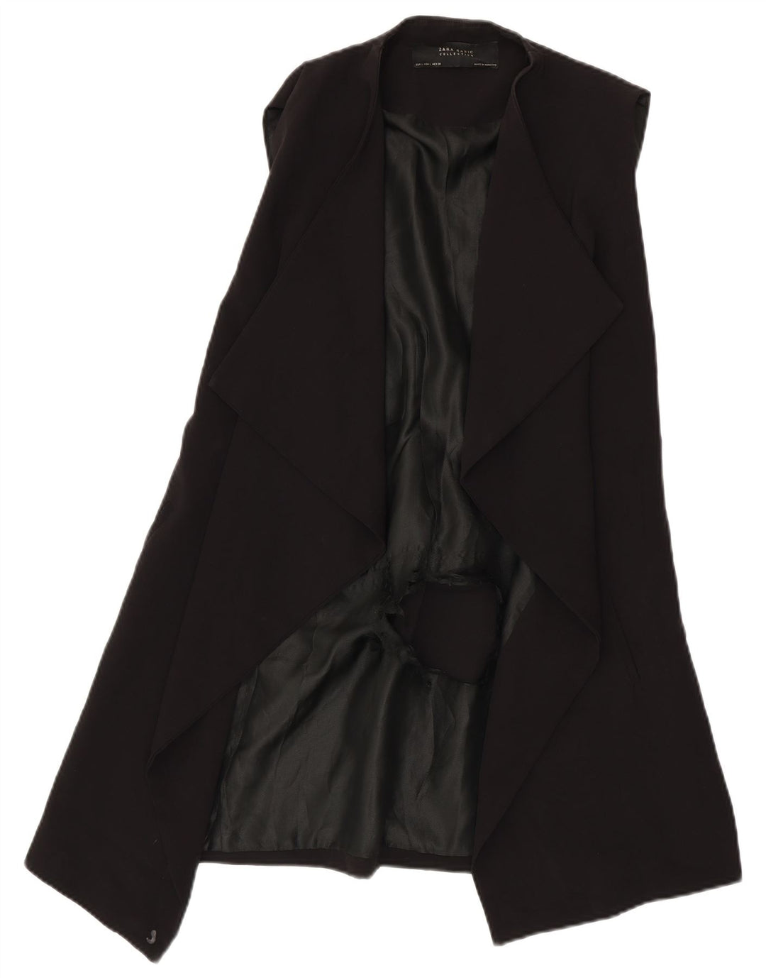 Zara Chaqueta Blazer Abierta Sin Mangas Larga para Mujer UK 46 Grande Negro