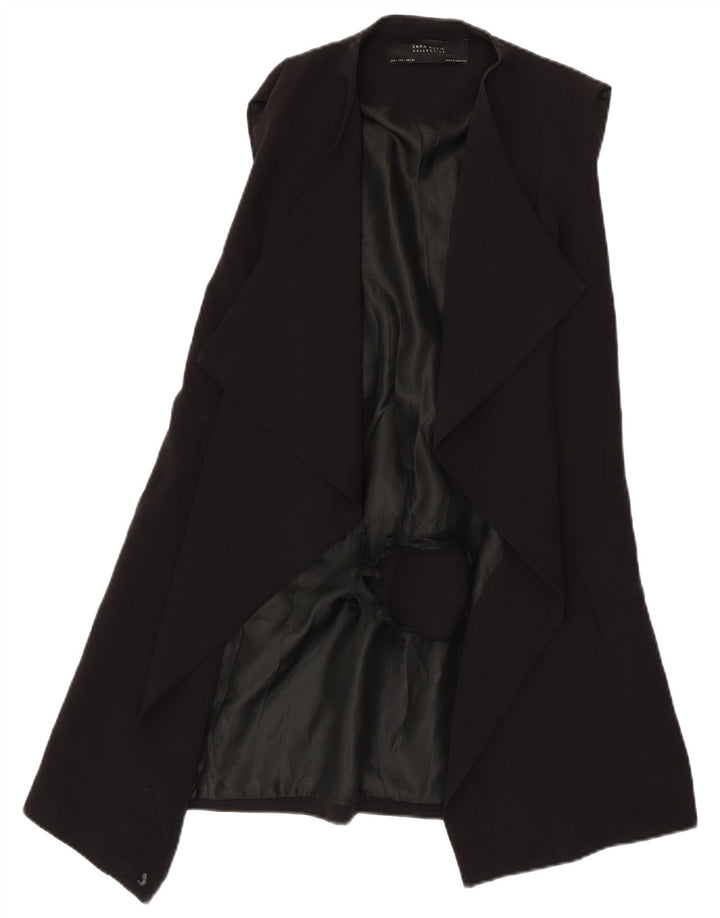 Zara Chaqueta Blazer Abierta Sin Mangas Larga para Mujer UK 46 Grande Negro