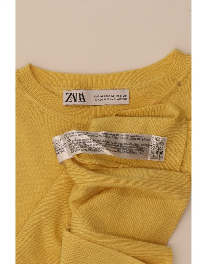 Zara Mujer Crop Vest Top UK 12 Viscosa Amarilla Mediana