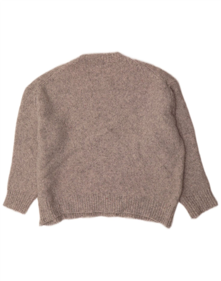 Zara Jersey extragrande con cuello redondo para mujer, talla 44, color gris medio moteado