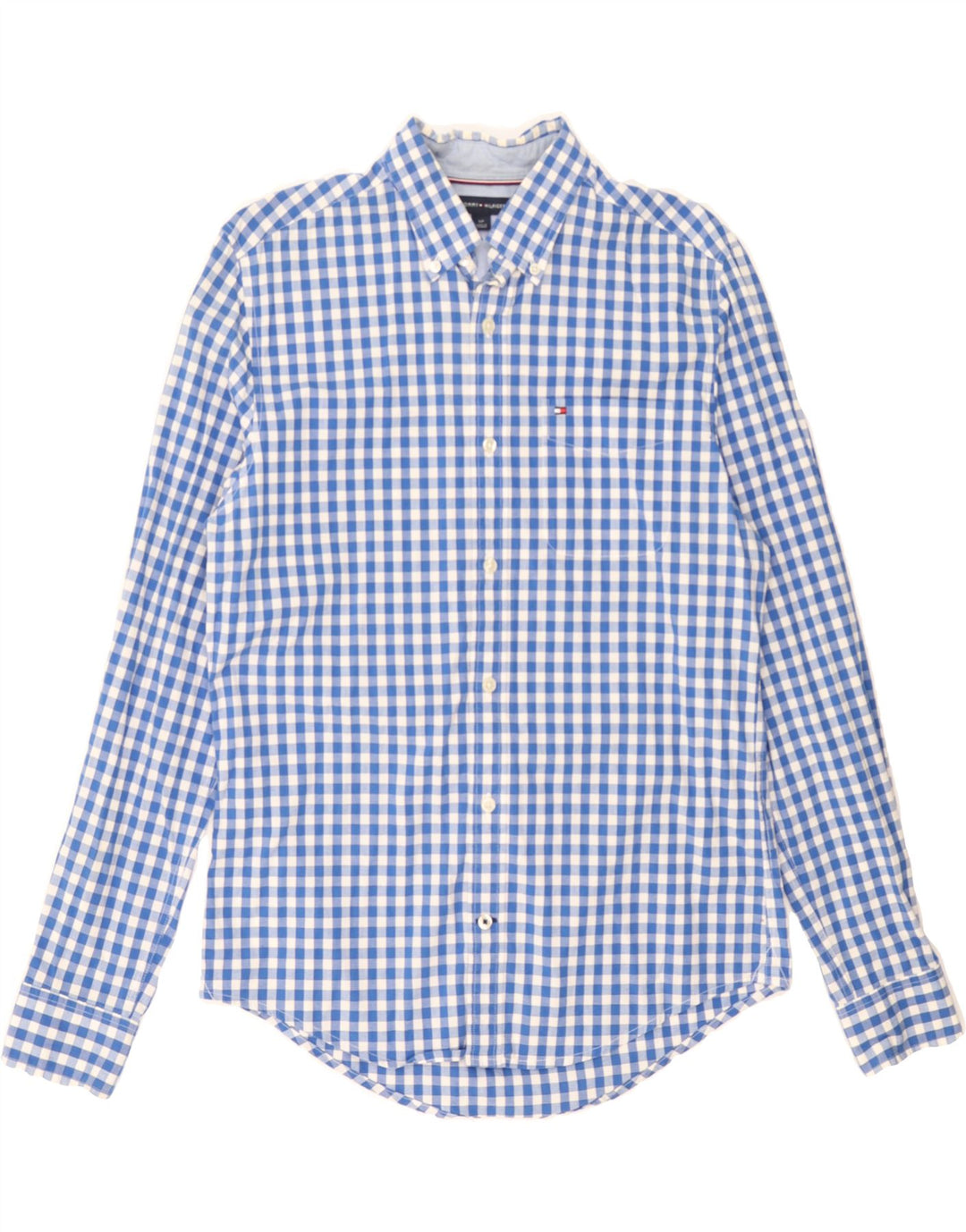 TOMMY HILFIGER Mens Shirt Small Blue Gingham Cotton Vintage Tommy Hilfiger and Second-Hand Tommy Hilfiger from Messina Hembry 