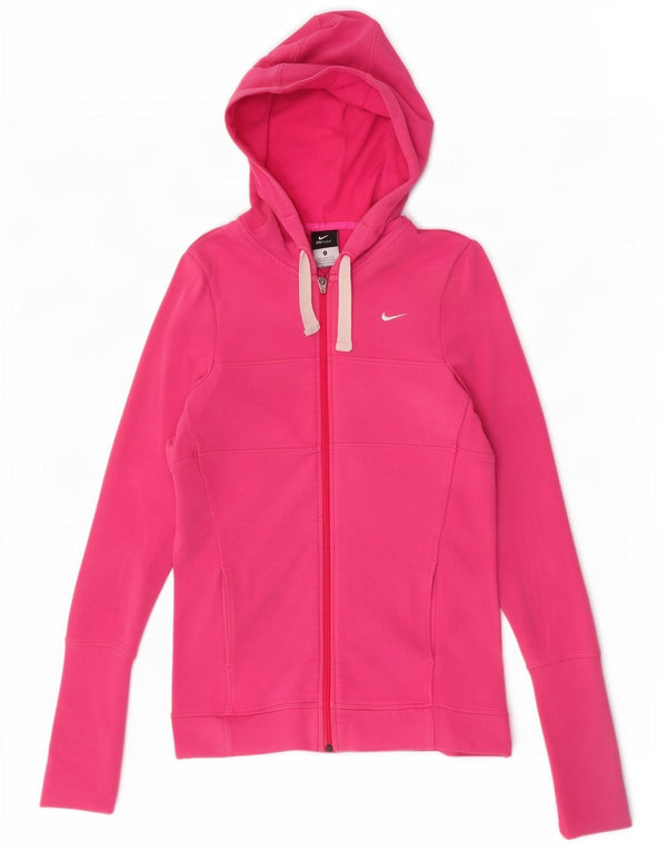 Nike Dri Fit Sudadera con capucha y cremallera para mujer UK 8/10 Small Pink Cotton