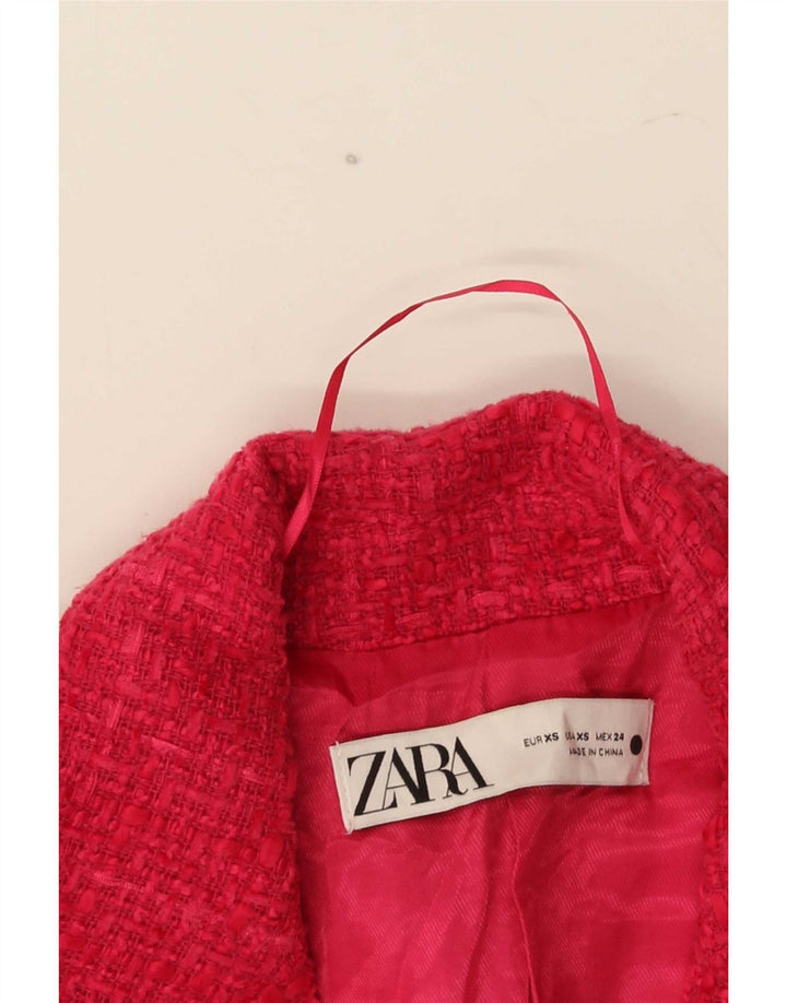 Zara Chaqueta Blazer De Doble Botonadura para Mujer UK 6 XS Pink Check