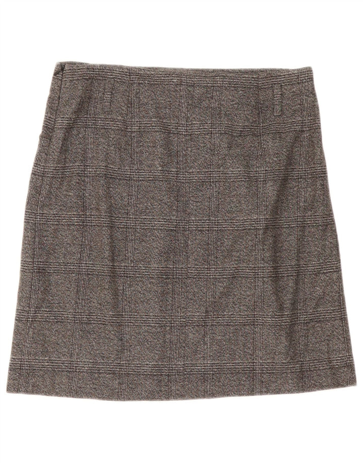 Zara Mujer Falda Recta Mediana W28 Gris Cuadros Poliéster