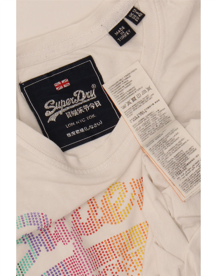 SUPERDRY Camiseta gráfica para mujer Top UK 12 Medium White Cotton