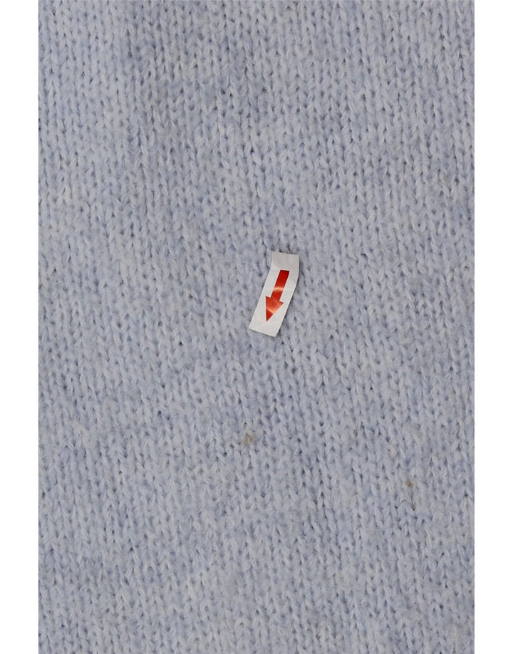 Zara Jersey de cuello redondo extragrande para mujer, talla 40, color azul