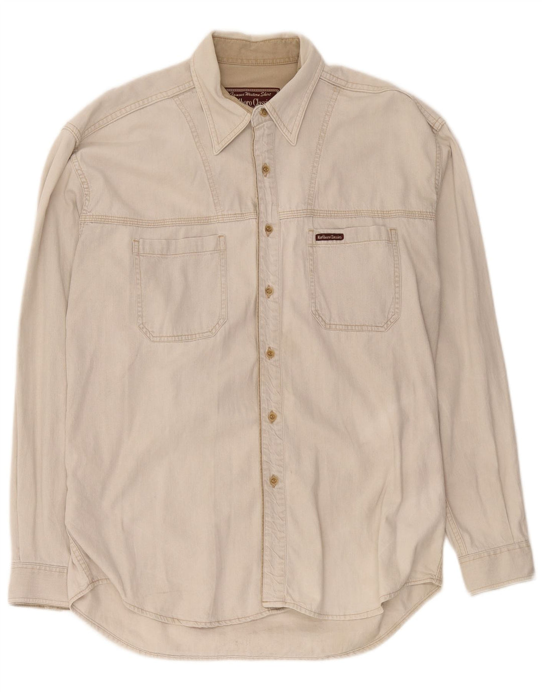 Marlboro Classics Camisa Vaquera Hombre Grande Algodón Beige