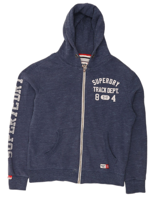 Superdry Sudadera con capucha y cremallera gráfica para hombre XL Algodón azul marino