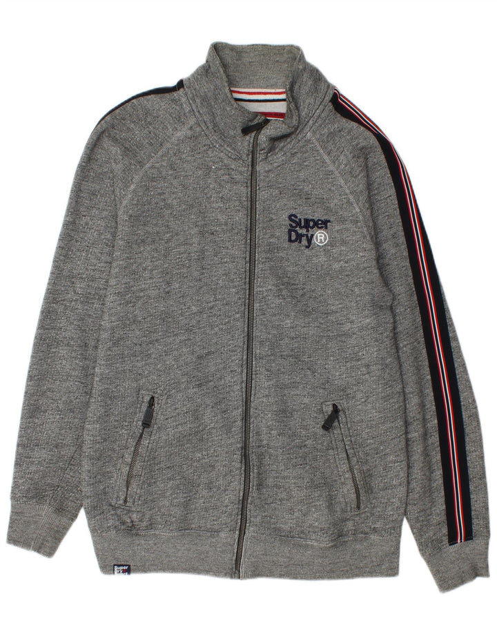 SUPERDRY Hombre Chaqueta de chándal de algodón con bloques de color gris medio
