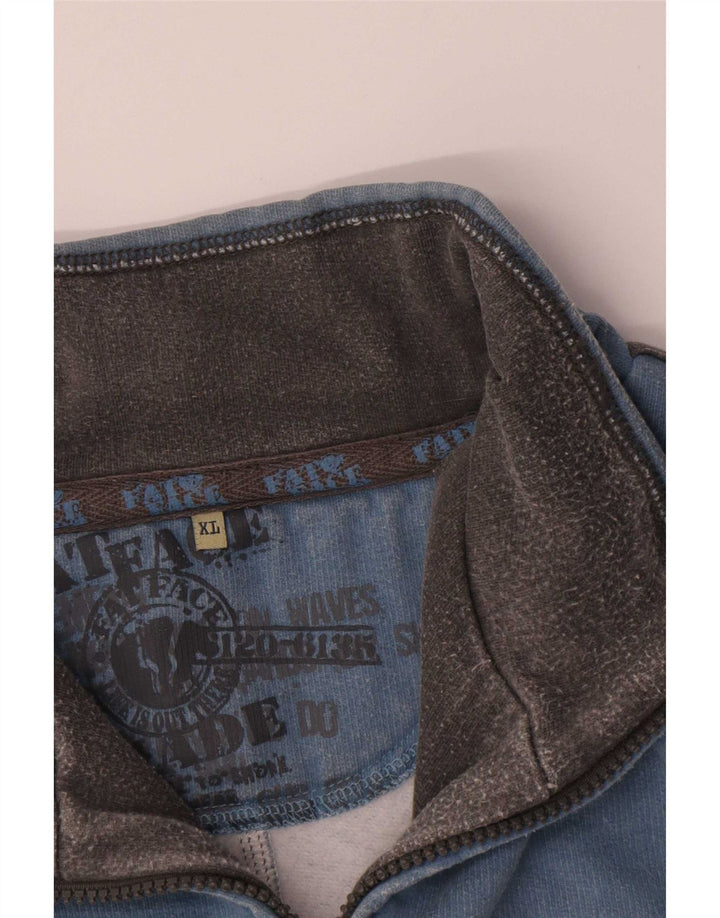 Sudadera con capucha y cuello con cremallera para hombre Fat Face Jersey XL Azul Algodón