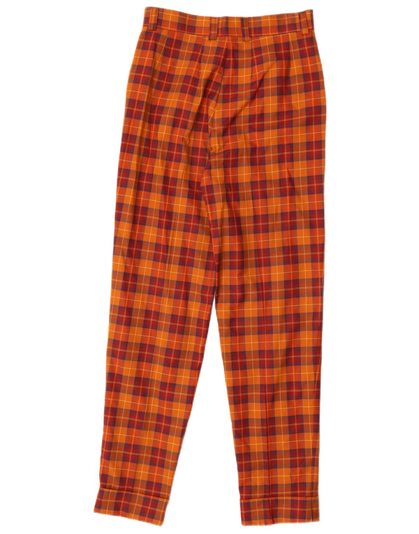 Jean Pierre Pantalones casuales cónicos para mujer IT 40 Small W26 L28 Orange Plaid