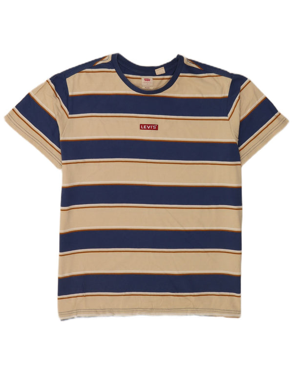 Levi's Camiseta de ajuste relajado para hombre Top grande de algodón a rayas beige