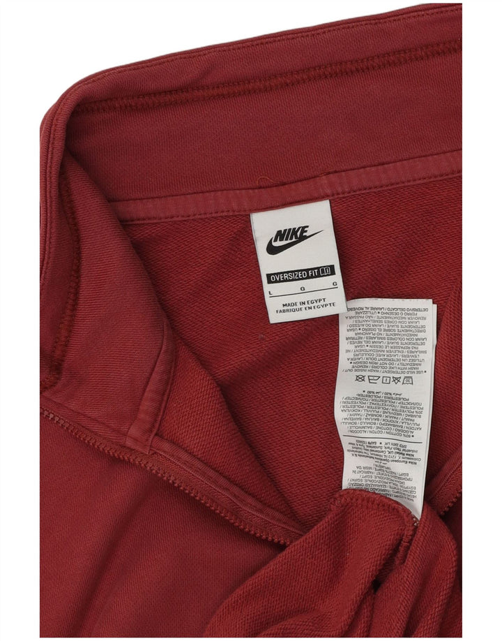 NIKE Sudadera extragrande con estampado gráfico y cuello con cremallera para mujer, talla 40, color rojo