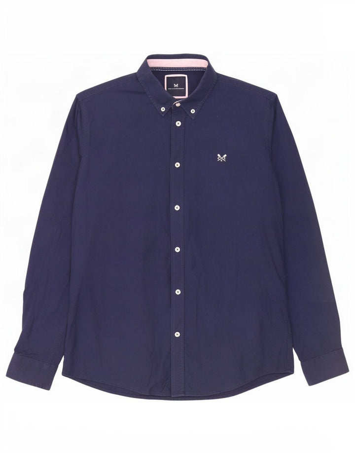 Crew Clothing Camisa ajustada para hombre Algodón azul marino medio