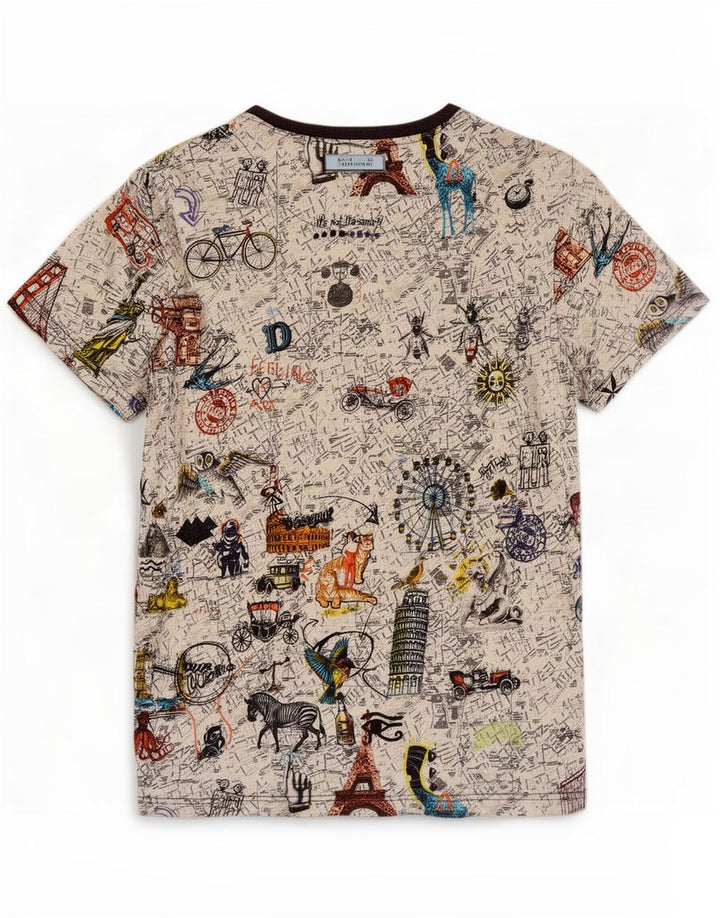 Desigual Hombre Camiseta Gráfica Top Grande Algodón Multicolor