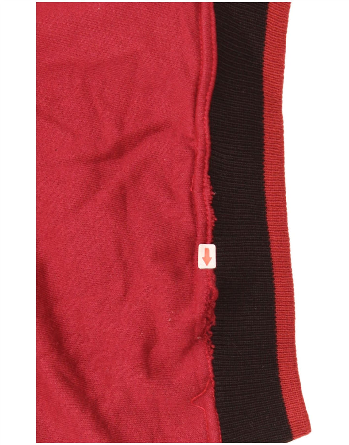 Vintage hombres sudadera gráfica jumper medio rojo colorblock algodón