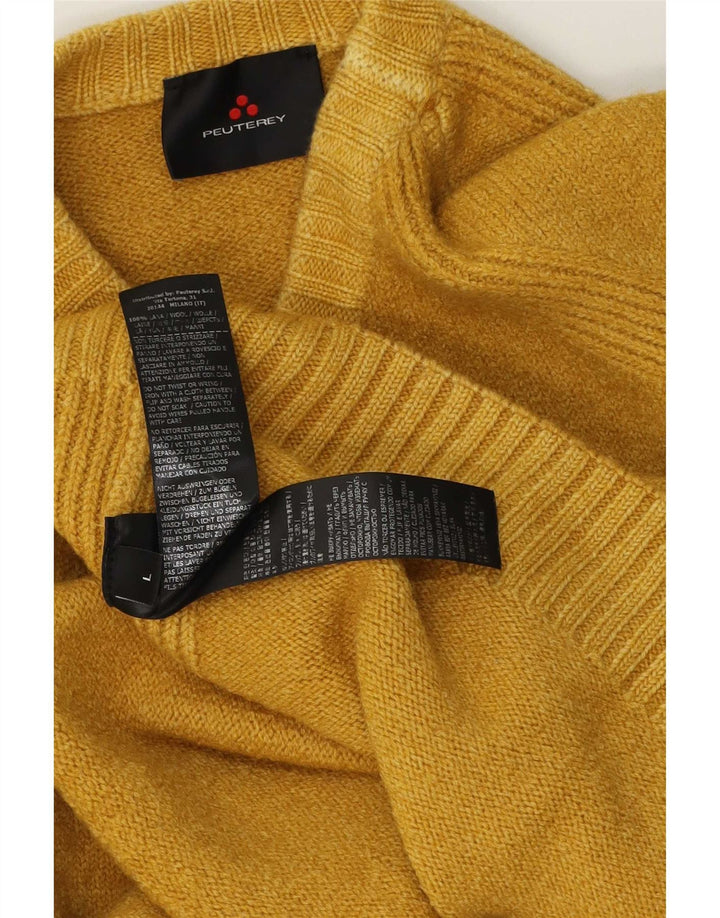 PEUTEREY Jersey de cuello redondo para hombre de lana amarilla grande