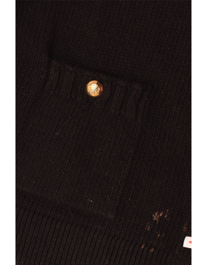 Zara Mujer Cárdigan Suéter UK 44 Medio Negro Poliéster
