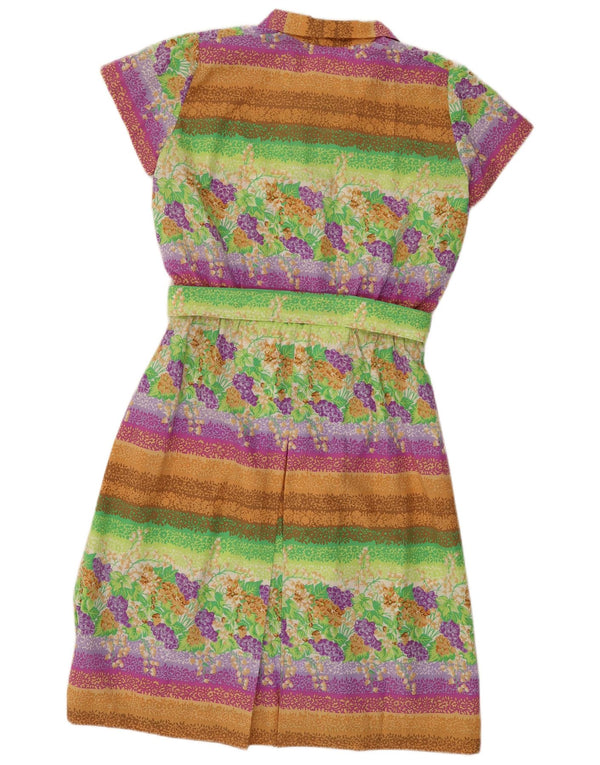 Vintage mujer A-Line vestido Reino Unido 16 grande multicolor floral