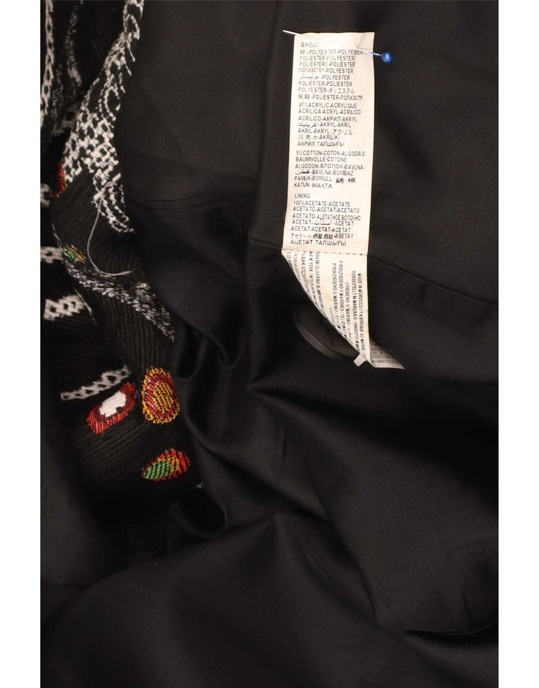 Abrigo Desigual Mujer Estampado Abstracto EU 46 XL Poliéster Floral Negro