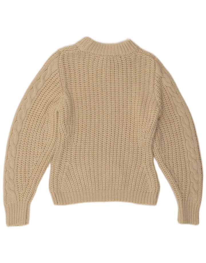 ZARA Mujer Crop Turtle Neck Jumper Sweater UK 44 Medio Beige Poliéster