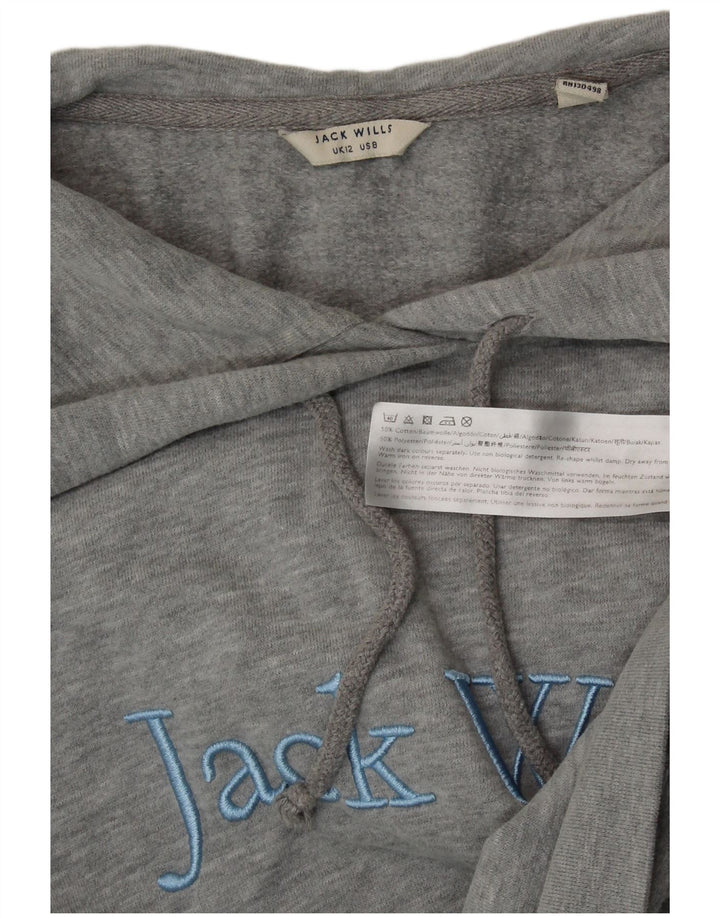 JACK WILLS Jersey con capucha y gráfico corto para mujer Reino Unido 12 Algodón gris medio